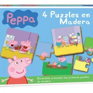 PUZZLES 4 EN 1 EN MADERA CERDITA 110/01