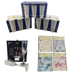 PROMO PACK DE VASOS, PACK DE COPAS Y 1 MANTEL