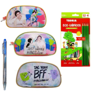 PROMO CARTUCHERA DE BIA 1 CIERRE GRANDE CON 12 COLORES TEORIA Y 1 LAPICERA